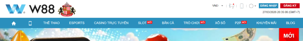 click nút đăng ký W88